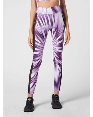 Philipp Plein High-Waisted Abstract Print Leggings - Purple