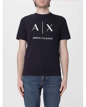 ARMANI EXCHANGE Cotton T-Shirt With Logo - Blue