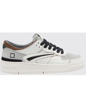 Date Torneo Leather And Suede Low-Top Sneakers With Perforated Toe - White