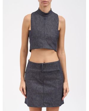 Courreges Denim Mockneck Top - Blue