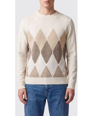 Ballantyne Argyle Pattern 100% Cashmere Crew-Neck Jumper - Natural