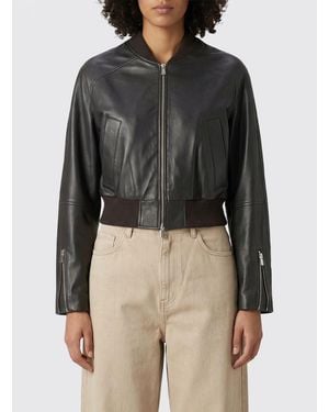 Erika Cavallini Semi Couture Omar Leather Bomber Jacket - Grey