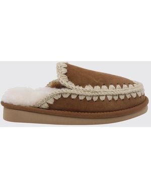 Mou Eskimo Suede Mules With Contrast Stitching And A Lightweight Eva Sole - Brown