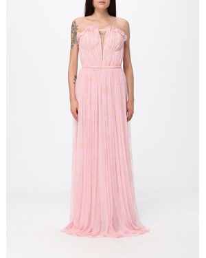 Genny Schulterfreies Langes Spitzen-Abendkleid Mit Plissiertem Bustier - Pink
