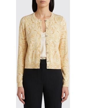 Versace Baroque Silk Cardigan - Natural