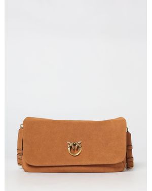 Pinko Click Soft Suede Bag - Brown