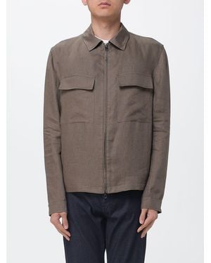 Manuel Ritz Relaxed Fit Twill Shirt Jacket With Zip Closure - Grey