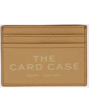 Marc Jacobs Grained Leather Card Holder With Zip Closure And Six Slots - Natural