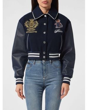 Philipp Plein Bomber Cropped - Blu