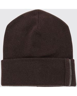 Brunello Cucinelli Cuffed Pure Cashmere Beanie With Monili Embellishment - Brown