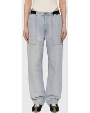 MM6 by Maison Margiela Vaqueros De Pernera Ancha Y Talle Alto En Denim De Algodón - Gris