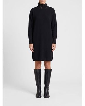 Fabiana Filippi Wool, Silk And Cashmere Knit Turtleneck Mini Dress - Black