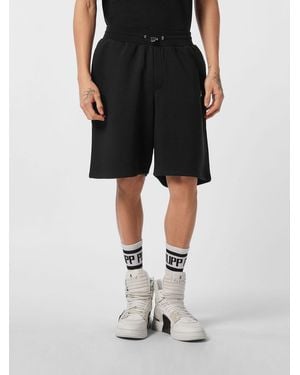 Philipp Plein Shorts Deportivos De Jersey Con Cordón Y Logo Metálico - Negro