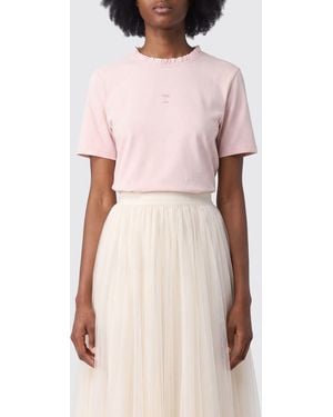 Repetto Short-Sleeved Stretch Cotton T-Shirt With Ruffled Collar - Pink