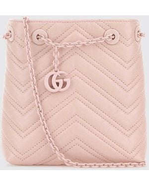 Gucci Gg Marmont Mini-Beuteltasche Von Aus Chevron-Matelassé-Nappaleder Mit Gg-Logo - Pink