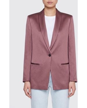 Alysi Single-Breasted Satin Blazer - Purple