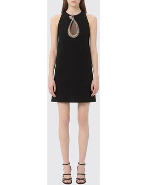 Valentino Wool And Silk Mini Dress With Rhinestones - Black