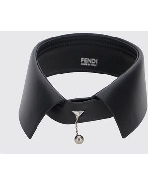 Fendi Collar Choker De Piel De Cordero Con Charms Y Detalles Bordados - Negro