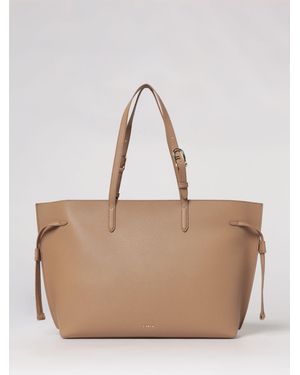 Furla Ava Grained Leather Tote Bag - Natural