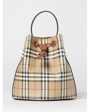 Burberry Tb Check Bucket Bag - Natural