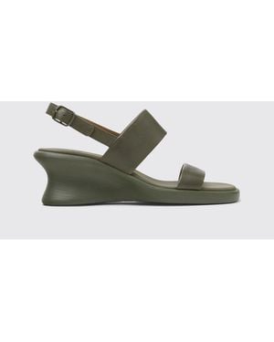 Camper Louise Leather Wedge Sandal - Green