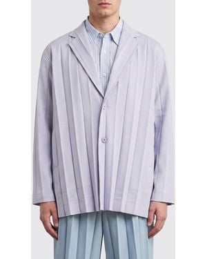 Homme Plissé Issey Miyake Single Breasted Polyester Blazer - Blue
