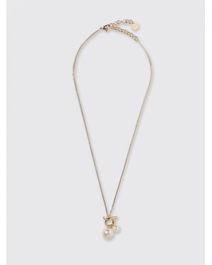 Ferragamo Gancini Torchon Brass And Pearl Necklace - White