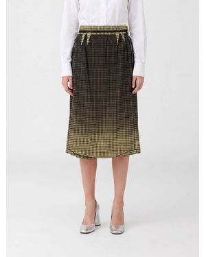 Maison Margiela Flared Check Virgin Wool Midi Skirt - Green