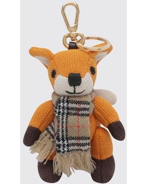 Burberry Animal-Shaped Vintage Check Cotton Keyring - White