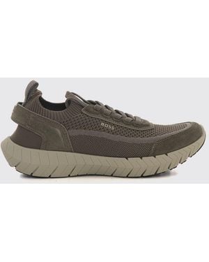 BOSS Motion Sneakers Aus Strick Und Wildleder Mit Gummisohle - Grau