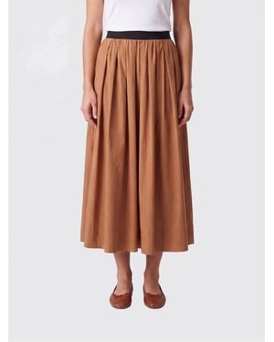Tela Cotton Pleated Midi Skirt - Brown