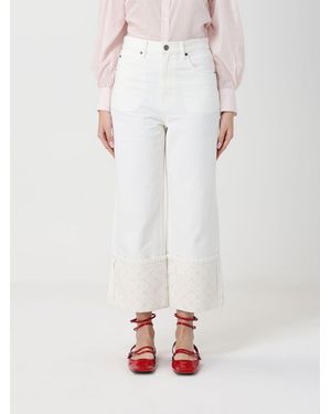 Tory Burch Denim Cropped Fit Jeans - White