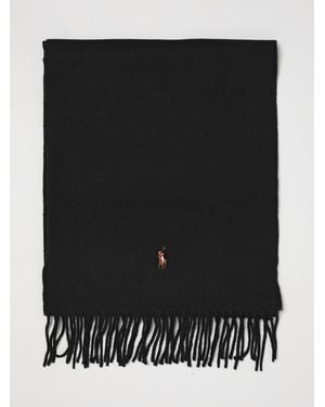 Polo Ralph Lauren Pure Wool Scarf With Embroidered Pony Logo - Black