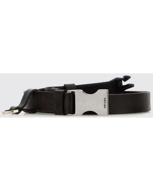 Prada Leather Belt With Snap Buckle - White