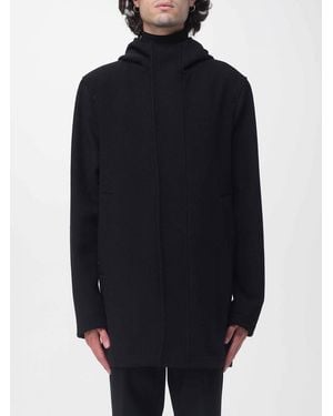 Manuel Ritz Single-Breasted Wool Coat With Hood And Concealed Fastening - Blue