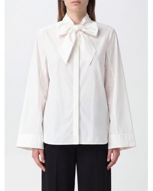 Tory Burch Cotton Shirt With Pussy-Bow Collar And Embroidery - White