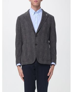 Manuel Ritz Tartan Pattern Single-Breasted Blazer With Patch Pockets - Blue