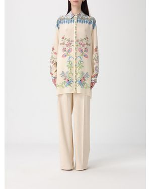 Etro Silk Shirt With Floral Print - Natural