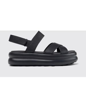 Camper Pelotas Flota Up Grained Leather Sandals - White