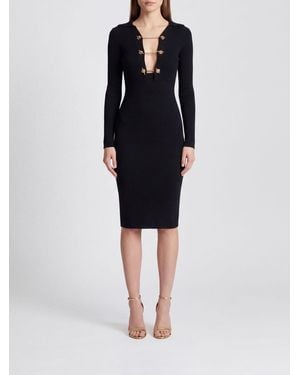 Elisabetta Franchi Slim-Fit Midi Sheath Dress - Black