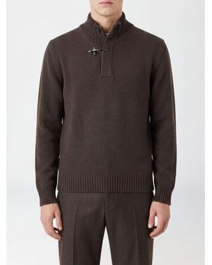 Fay Wool Long-Sleeved Turtleneck With Iconic Toggle Fastening - Gray