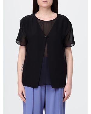 Emporio Armani Fluid Top With Chiffon Panel - Black