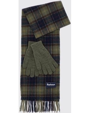 Barbour Set Of Two Tartan Wool Scarves With Fringed Hem - Black