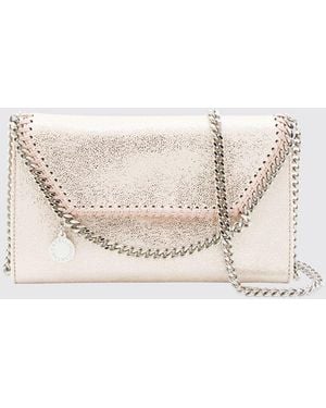 Stella McCartney Falabella Crackled Faux Leather Wallet On Chain - Natural
