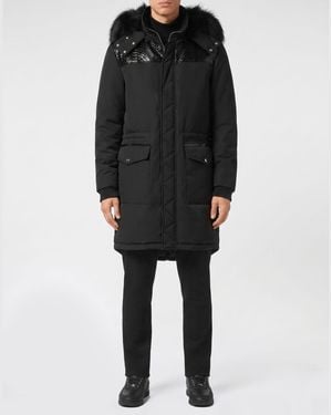 Billionaire Padded Nylon Hooded Parka - Black