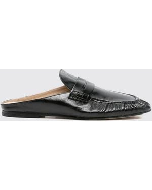 Alysi Ruched Leather Mules - Black