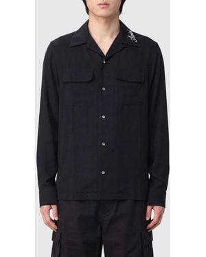 Amiri Long-Sleeve Polyester Shirt With Cuban Collar And Flap Pockets - Blue