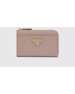 Prada Saffiano Leather Keyring - Natural