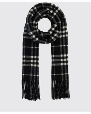 Burberry Classic Check Pure Cashmere Scarf With Fringes - Black