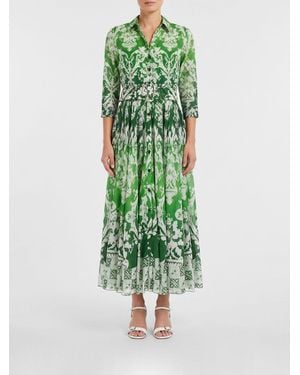 Samantha Sung Aster Midi Printed Cotton Dress - Green